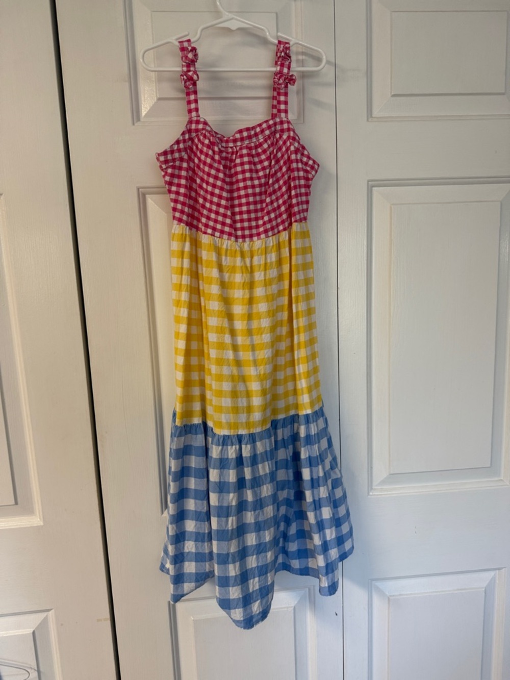 wonder nation Pink, Yellow & Blue Gingham Tiered Sundress